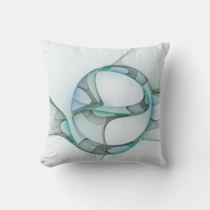 Fractal Art Blue Turquoise Grey Abstract Elegance Cushion