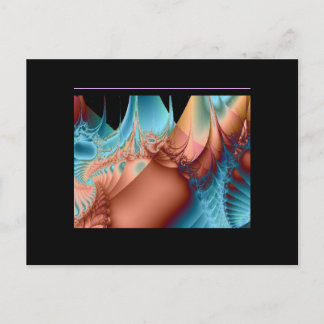 Fractal Art Blues & Peach Postcard