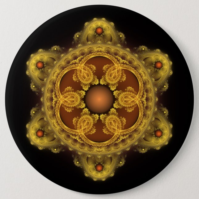 Fractal art fairy mandala 6 cm round badge (Front)