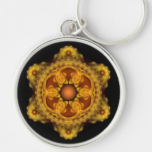 Fractal art fairy mandala key ring