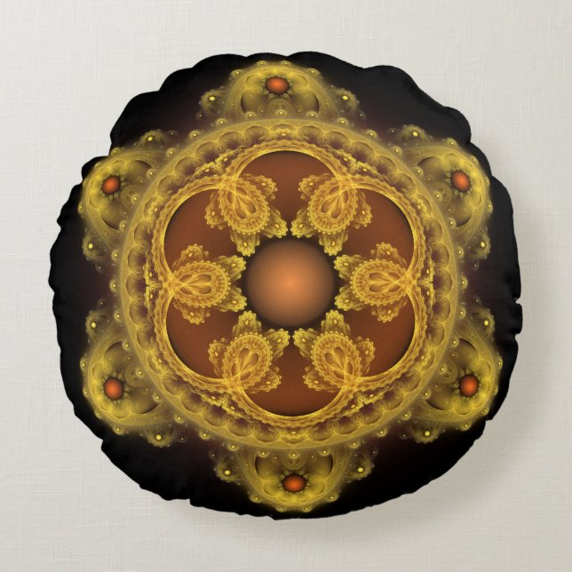 Fractal art fairy mandala round cushion (Front)