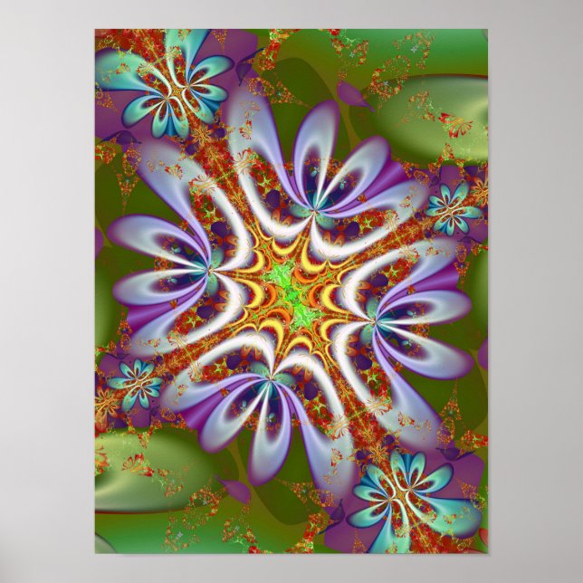 Fractal Art Flower Poster (Front)