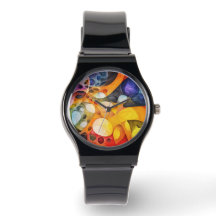 Fractal Art Geometric Modern Colours Timepiece