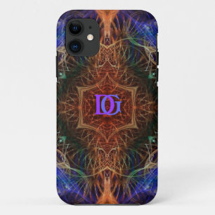 Fractal Art Indigo-Earth Custom Monogram iPhone 11 Case
