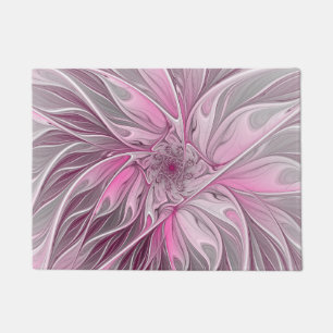 Fractal Art Pink Flower Dream, Floral Fantasy Doormat
