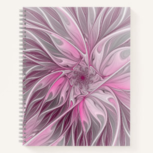 Fractal Art Pink Flower Dream, Floral Fantasy Notebook