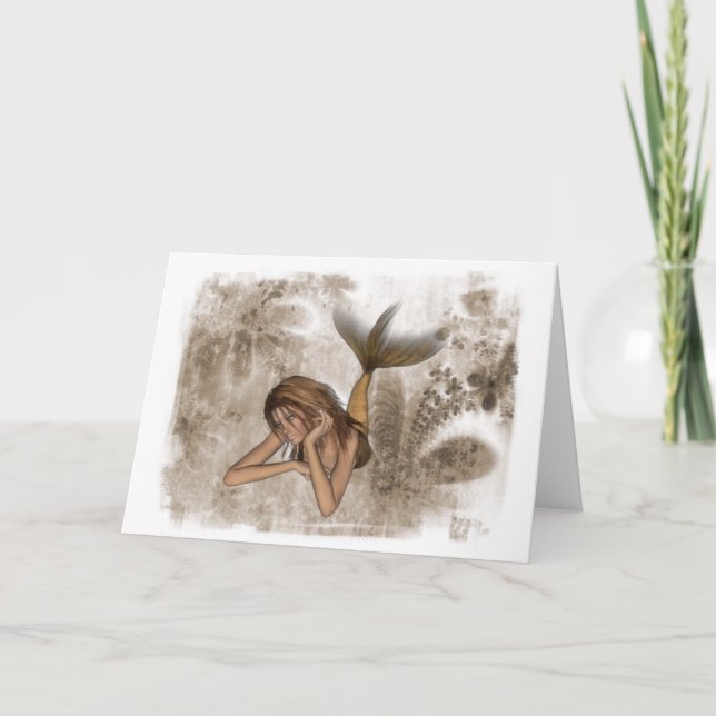 Fractal Background 3D Mermaid Card (Front)