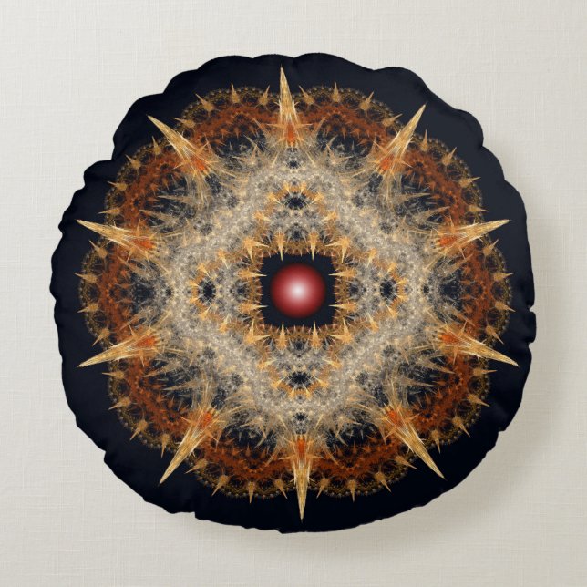 Fractal barbed star ornament round cushion (Front)