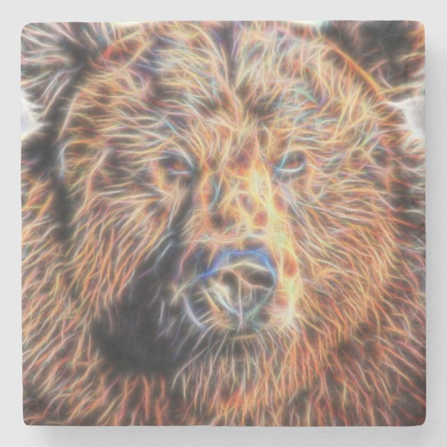 Fractal Bear Stone Coaster (Front)