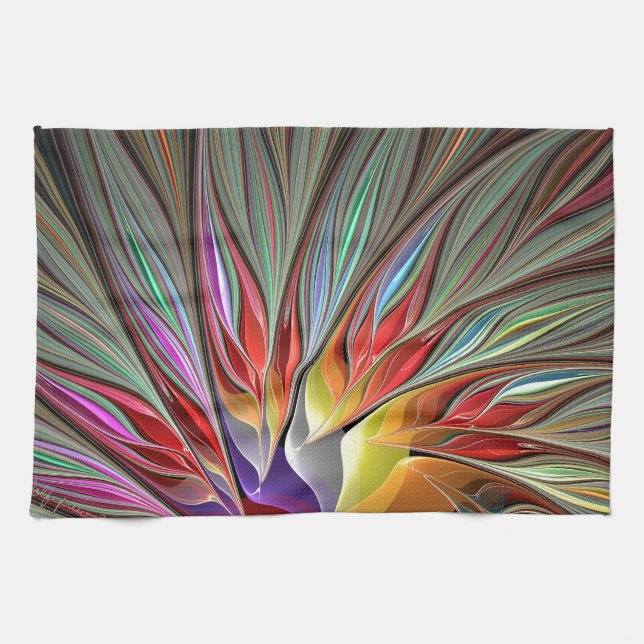 Fractal Bird of Paradise Tea Towel (Horizontal)