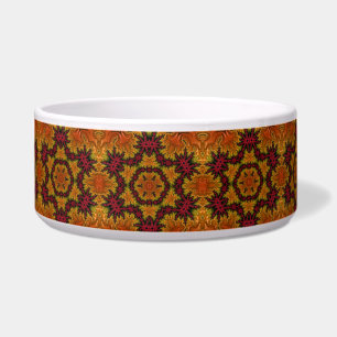 Fractal Bloom in Autumn Hues Ceramic Pet Bowl