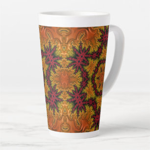 Fractal Bloom in Autumn Hues  Latte Mug