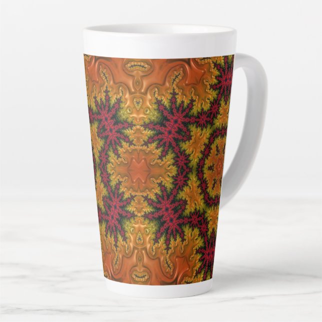 Fractal Bloom in Autumn Hues  Latte Mug (Right Angle)