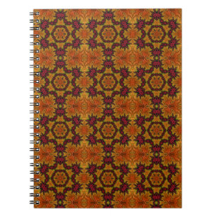 Fractal Bloom in Autumn Hues Spiral Notebook