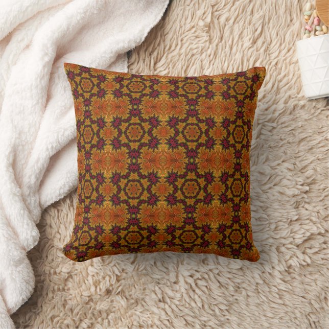 Fractal Bloom in Autumn Hues Throw Cushion (Blanket)