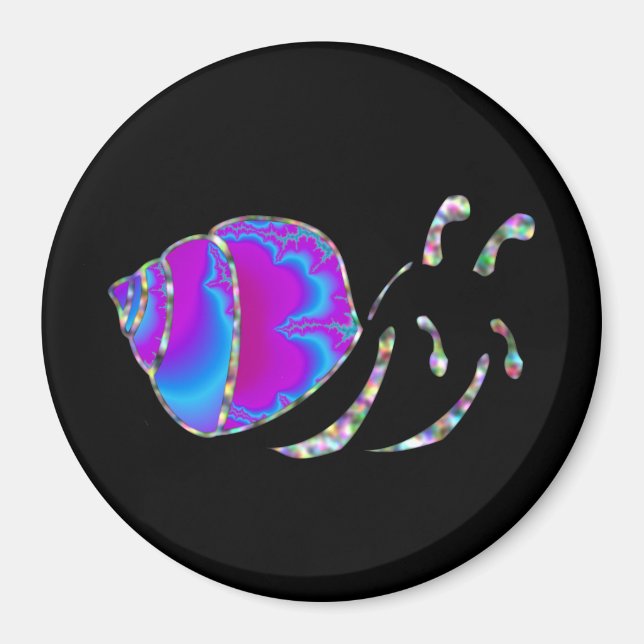 Fractal Blue and Purple Snail Shell Magnet (Front)