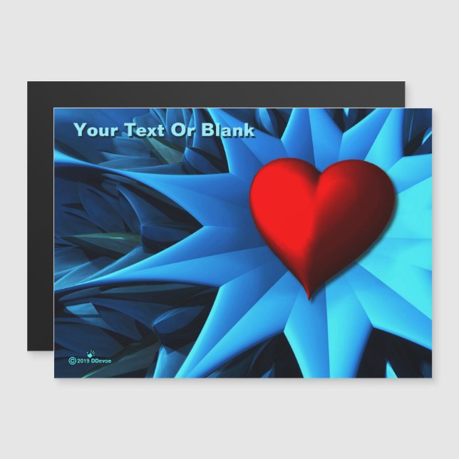 Fractal Blue Heart Flower (Front/Back)