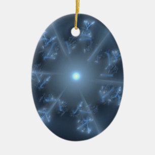 Fractal Blue Star Ceramic Tree Decoration