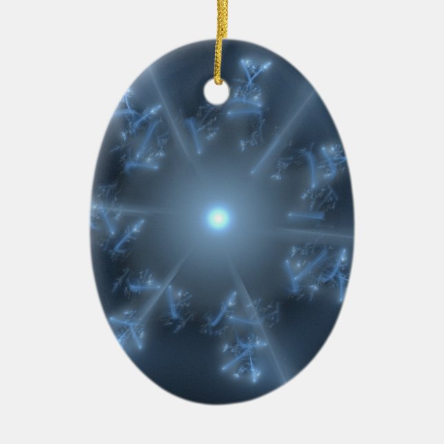 Fractal Blue Star Ceramic Tree Decoration (Front)