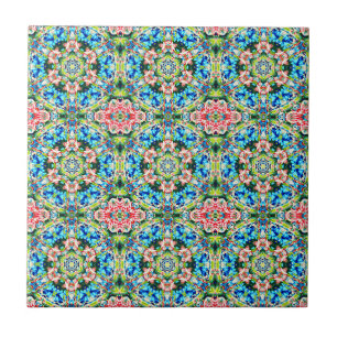 Fractal Blues Yellows Ceramic tile
