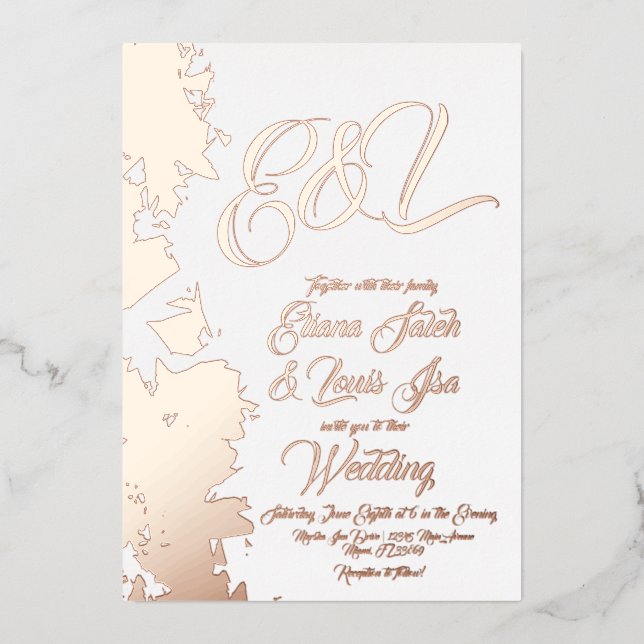 Fractal Blush Gold Wedding Pressed  (Front)