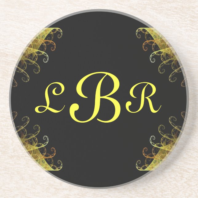 Fractal Border Series-2-Yellow coaster--1 of Coaster (Front)