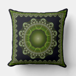 Fractal bright framed mandala cushion
