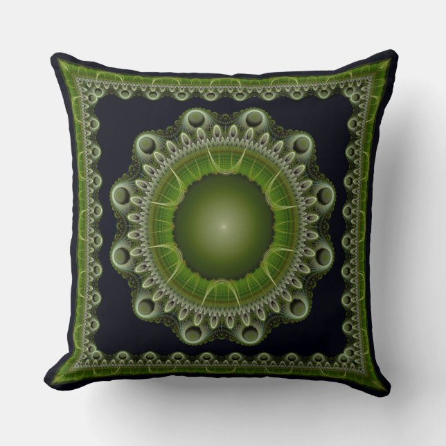 Fractal bright framed mandala cushion (Front)