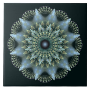 Fractal brilliant star ornament ceramic tile