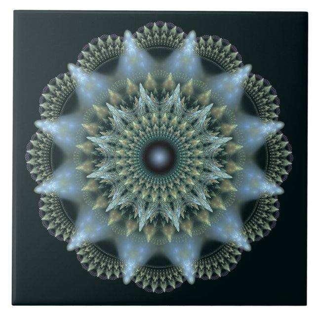 Fractal brilliant star ornament ceramic tile (Front)
