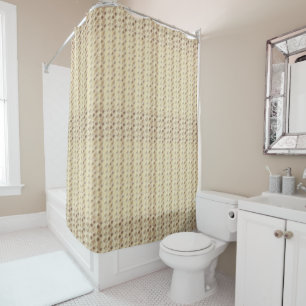 Fractal Brown and Tan Beaded Print Shower Curtain