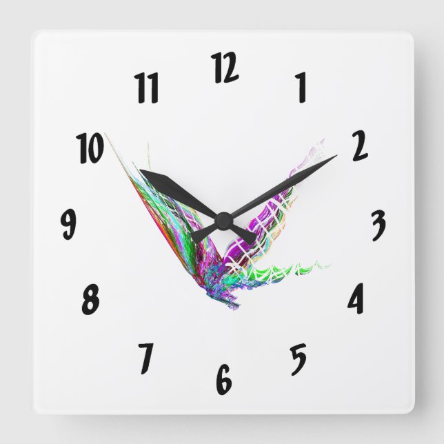 Fractal - Butterfly in Flight Square Wall Clock (Front)