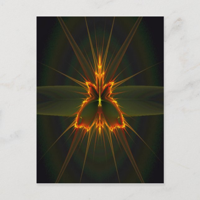 Fractal Butterfly on Black Background Postcard (Front)