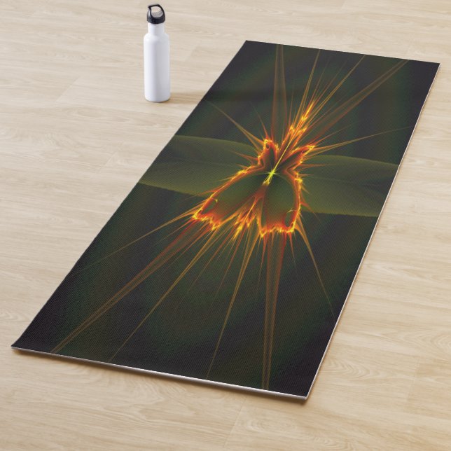 Fractal Butterfly on Black Background Yoga Mat (In Situ)
