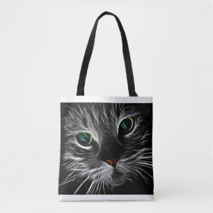Fractal Cat Face Tote Bag