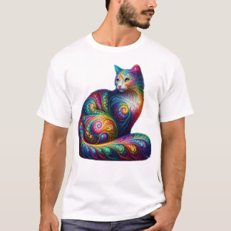 Fractal Cat – Psychedelic Feline Art T-Shirt