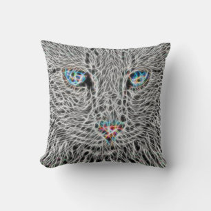 Fractal Cat Throw Pillow