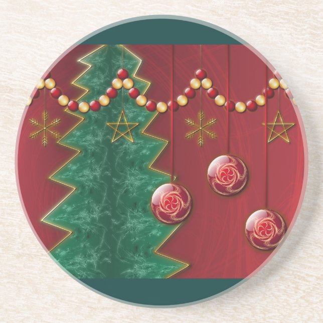 Fractal Celebration Christmas Coaster (Front)