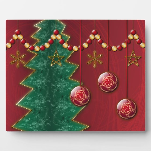 Fractal Celebration Christmas Photo Plaque (Front)