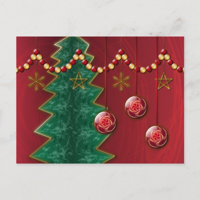 Fractal Celebration Christmas Postcard (Front)