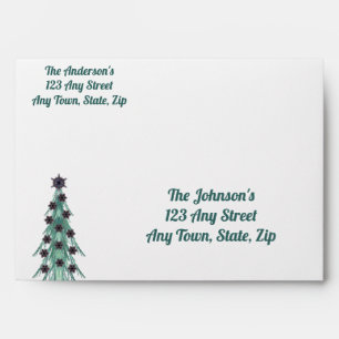 Fractal Christmas Tree Snowflakes and Star Envelope