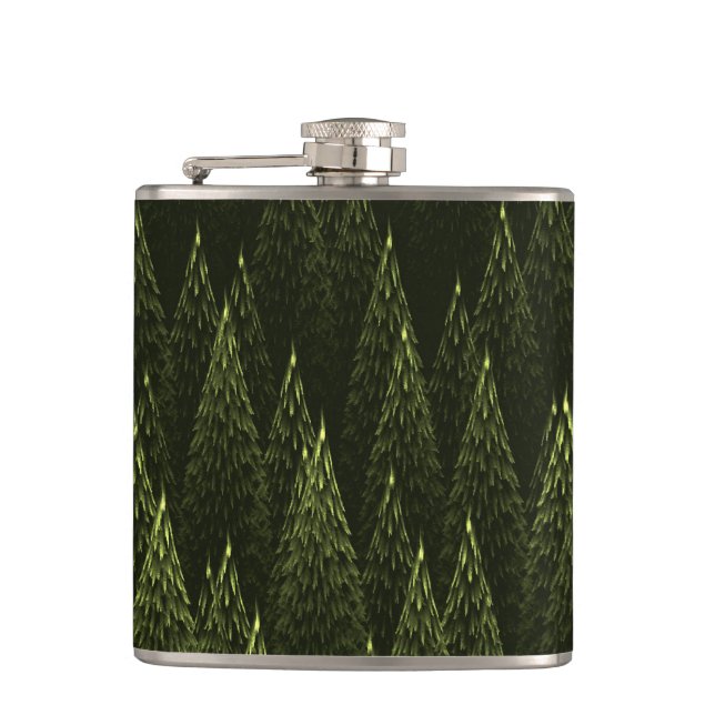 Fractal Conifer Forest Hip Flask (Front)