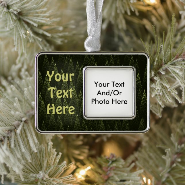 Fractal Conifer Forest Silver Plated Framed Ornament (Tree)