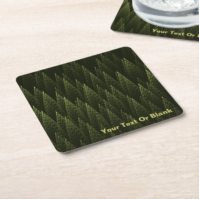 Fractal Conifer Forest Square Paper Coaster (Angled)