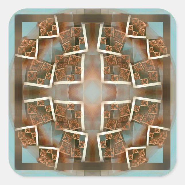 Fractal Corners Pattern Square Sticker (Front)