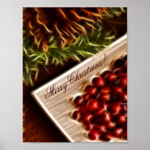 Fractal Cranberry Christmas with Customisable Text Poster