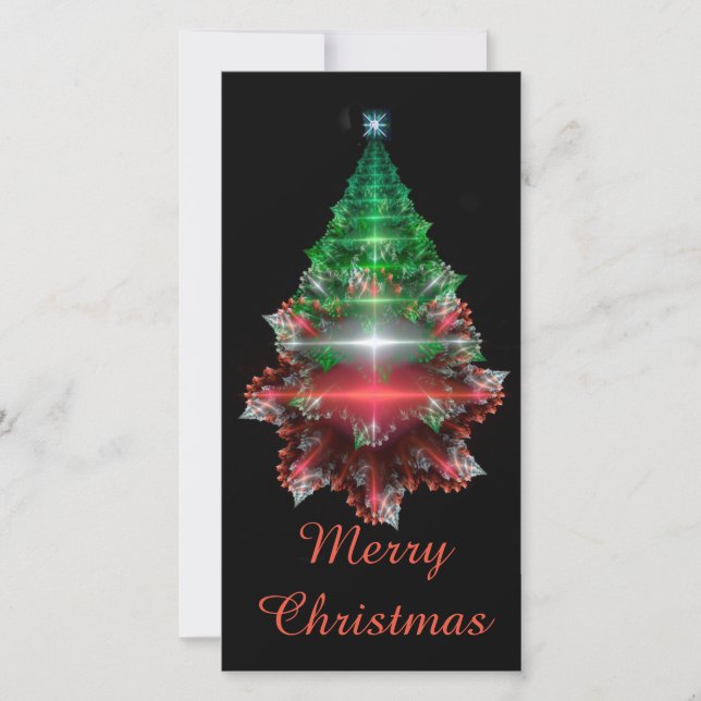 Fractal "Crystal Christmas Tree" Holiday Card (Front)