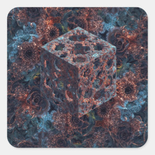 Fractal Cube With Mandelbrot Cutout  Square Sticker