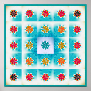 Fractal Daisies Pattern Poster
