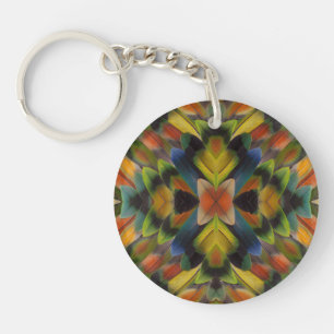 Fractal Design Of Lovebird Feathers Key Ring
